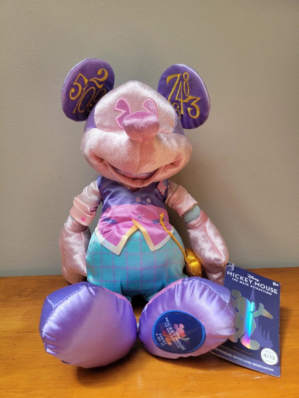 Disney Plush Mickey Mouse in Lavender, Pink & Teal Pastels